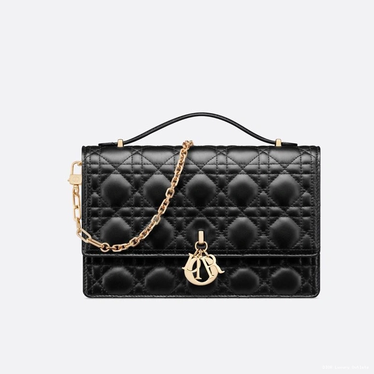 Cheap Top Bag Miss Lambskin Dior Small Black Handle Cannage 0713 Luxury